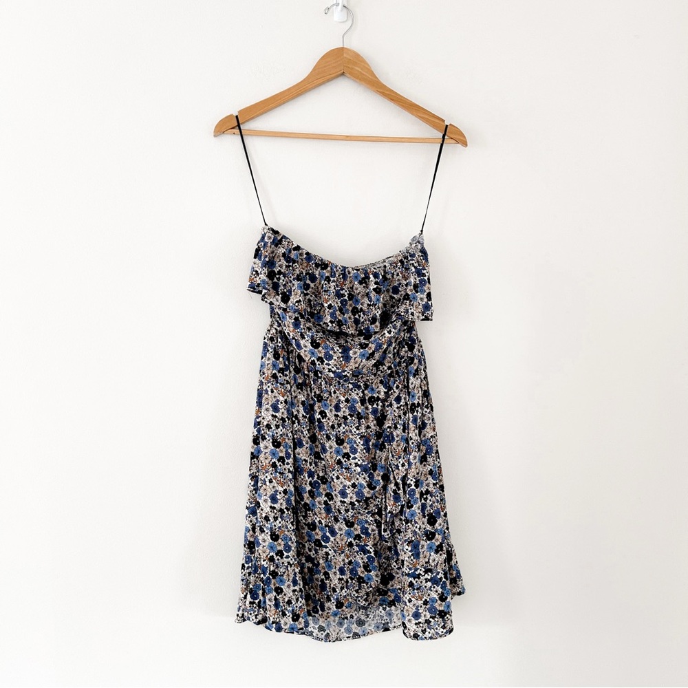 Sézane strapless Floral Print Mini Dress